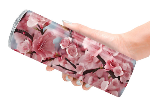 Tumbler Cherry Blossoms Pattern Sublimation artnoy 
