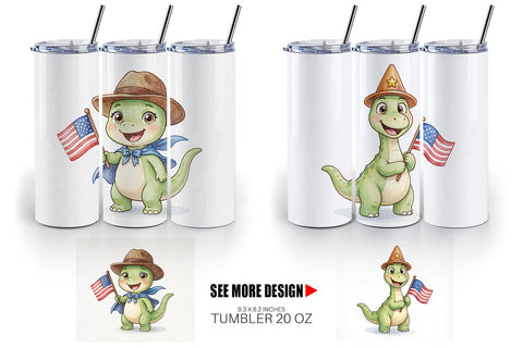 Tumbler Chibi Founding Father Dino Watercolor Sublimation artnoy 