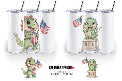Tumbler Chibi Founding Father Dino Watercolor Sublimation artnoy 