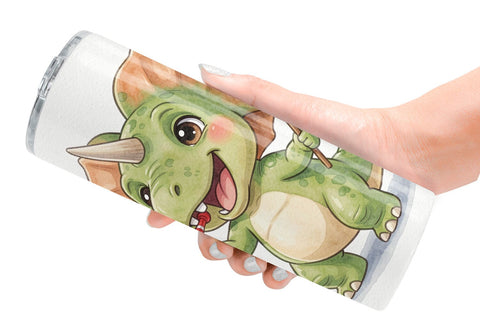 Tumbler Chibi Patriotic Parade Dino Watercolor Sublimation artnoy 