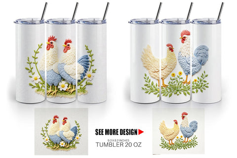 Tumbler Chicken Embroidery Sublimation artnoy 