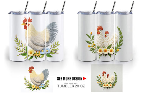 Tumbler Chicken Embroidery Sublimation artnoy 