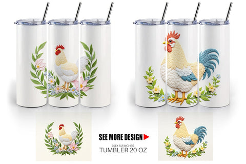 Tumbler Chicken Embroidery Sublimation artnoy 