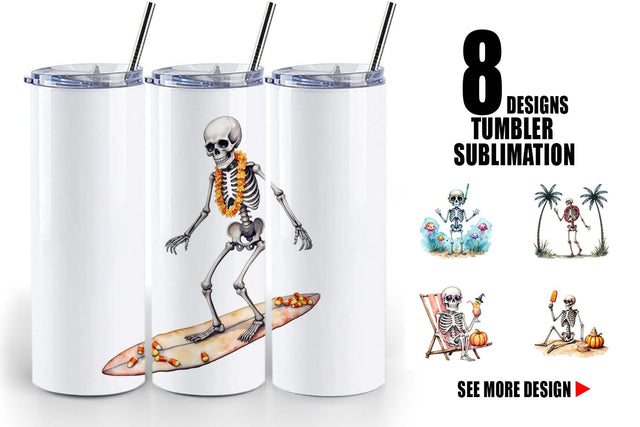 Tumbler Chill Summer Skeletons Sublimation artnoy 