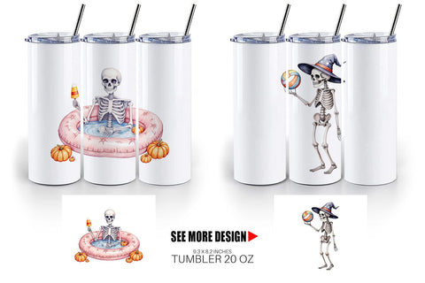 Tumbler Chill Summer Skeletons Sublimation artnoy 