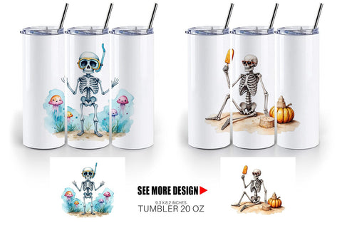 Tumbler Chill Summer Skeletons Sublimation artnoy 