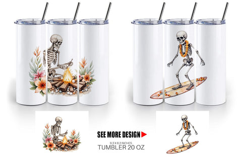 Tumbler Chill Summer Skeletons Sublimation artnoy 