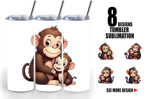 Tumbler Chimpanzee Mother's Day Sublimation artnoy 