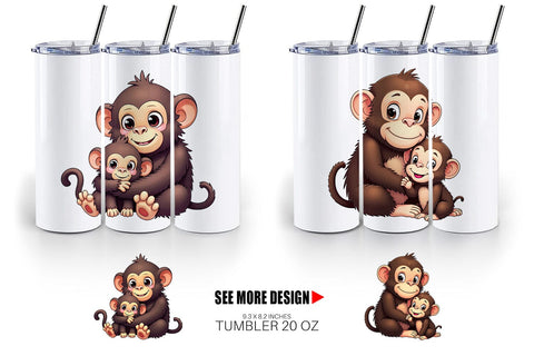 Tumbler Chimpanzee Mother's Day Sublimation artnoy 