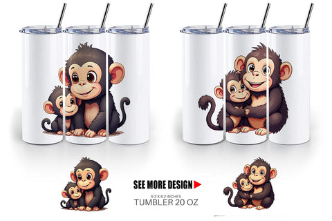 Tumbler Chimpanzee Mother's Day Sublimation artnoy 