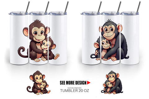 Tumbler Chimpanzee Mother's Day Sublimation artnoy 