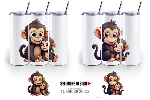 Tumbler Chimpanzee Mother's Day Sublimation artnoy 