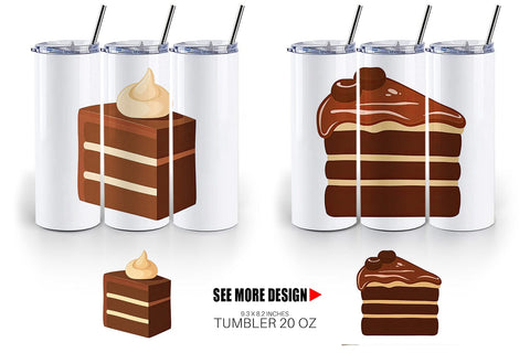 Tumbler Chocolate Cake Slice Sublimation artnoy 
