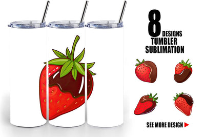 Tumbler Chocolate Dipped Strawberry Sublimation artnoy 