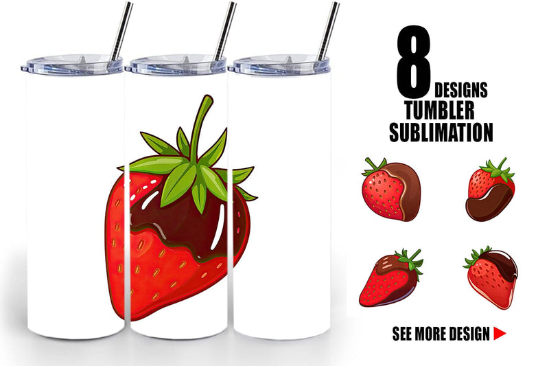 Tumbler Chocolate Dipped Strawberry Sublimation artnoy 