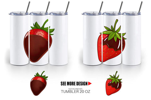 Tumbler Chocolate Dipped Strawberry Sublimation artnoy 