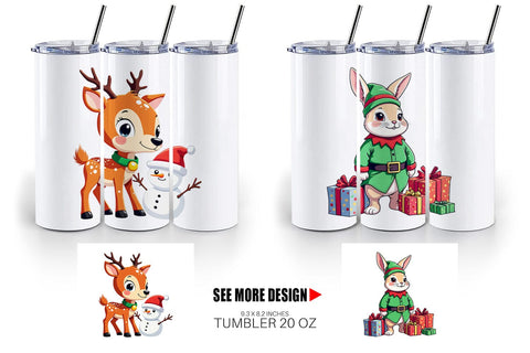 Tumbler Christmas Animals Sublimation artnoy 