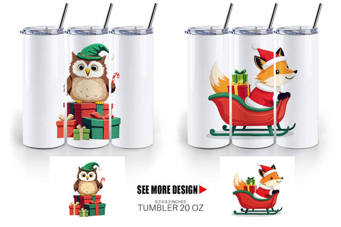 Tumbler Christmas Animals Sublimation artnoy 