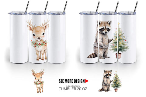 Tumbler Christmas Baby Animals Sublimation artnoy 