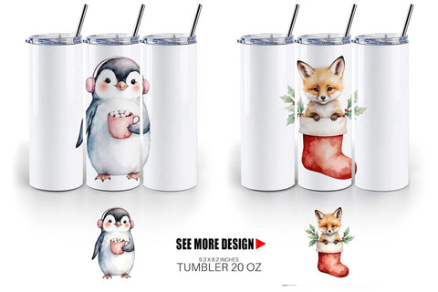 Tumbler Christmas Baby Animals Sublimation artnoy 