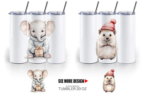 Tumbler Christmas Baby Animals Sublimation artnoy 