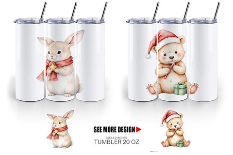Tumbler Christmas Baby Animals Sublimation artnoy 