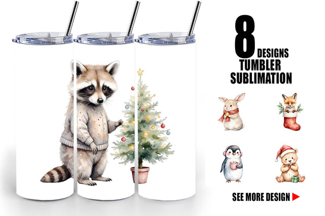 Tumbler Christmas Baby Animals Sublimation artnoy 
