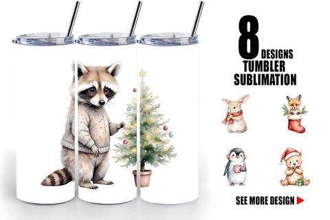 Tumbler Christmas Baby Animals Sublimation artnoy 