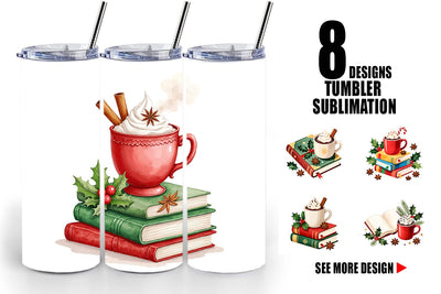 Tumbler Christmas Books Cocoa Sublimation artnoy 