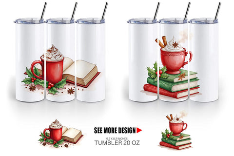 Tumbler Christmas Books Cocoa Sublimation artnoy 