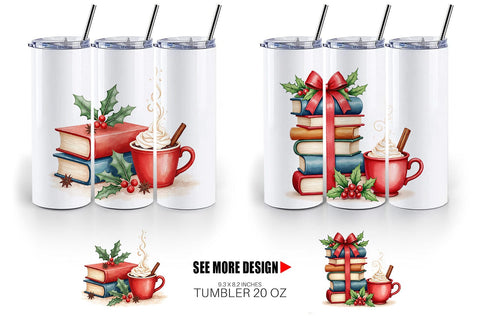 Tumbler Christmas Books Cocoa Sublimation artnoy 