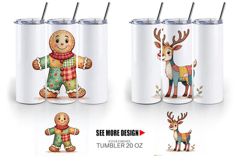 Tumbler Christmas Cartoon Patchwork Sublimation artnoy 