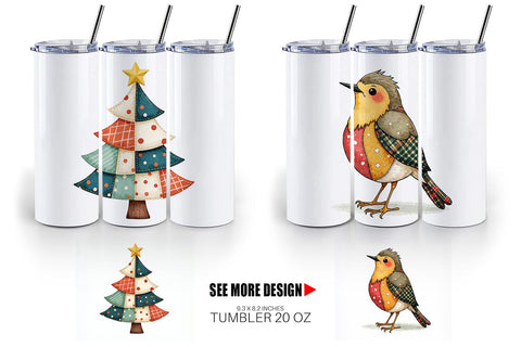 Tumbler Christmas Cartoon Patchwork Sublimation artnoy 
