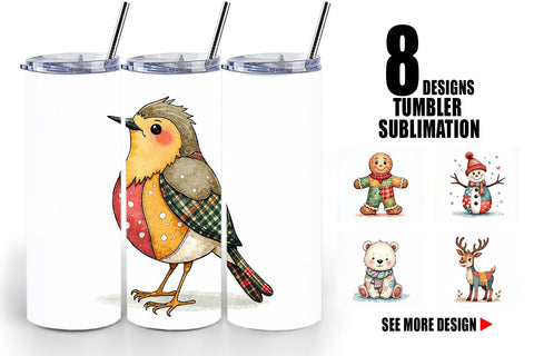 Tumbler Christmas Cartoon Patchwork Sublimation artnoy 