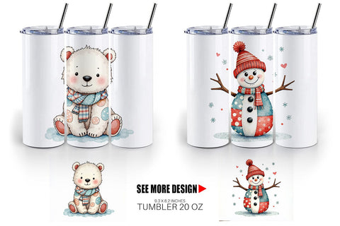 Tumbler Christmas Cartoon Patchwork Sublimation artnoy 