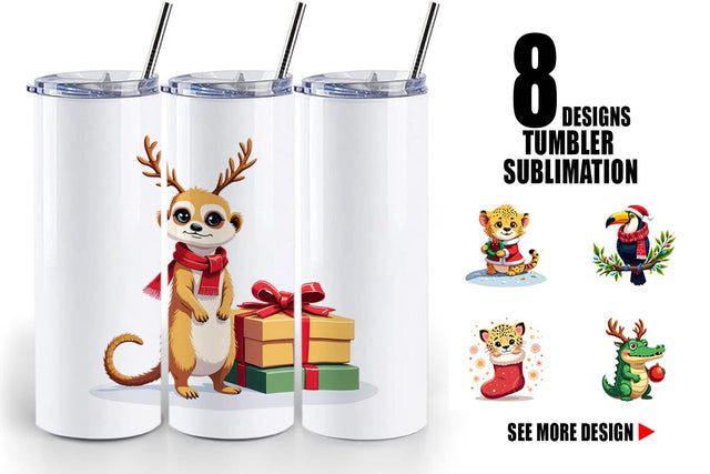 Tumbler Christmas Jungle Animals Sublimation artnoy 