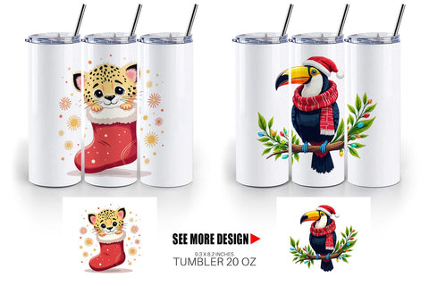 Tumbler Christmas Jungle Animals Sublimation artnoy 