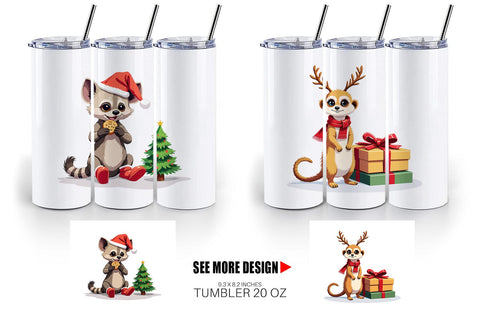 Tumbler Christmas Jungle Animals Sublimation artnoy 
