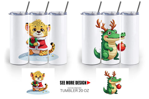 Tumbler Christmas Jungle Animals Sublimation artnoy 