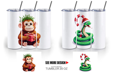 Tumbler Christmas Jungle Animals Sublimation artnoy 