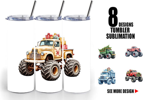 Tumbler Christmas Monster Truck Sublimation artnoy 