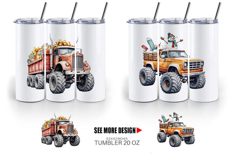 Tumbler Christmas Monster Truck Sublimation artnoy 