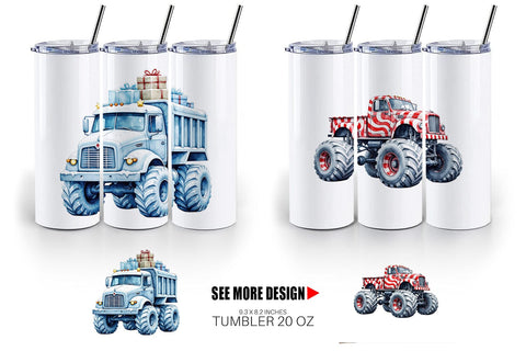 Tumbler Christmas Monster Truck Sublimation artnoy 