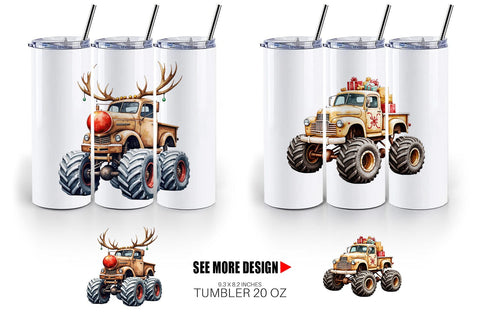 Tumbler Christmas Monster Truck Sublimation artnoy 