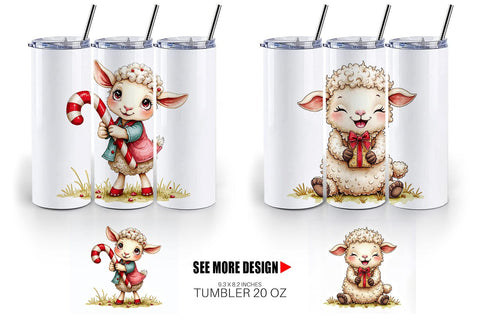 Tumbler Christmas Patchwork Sheep Sublimation artnoy 