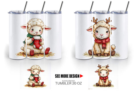 Tumbler Christmas Patchwork Sheep Sublimation artnoy 