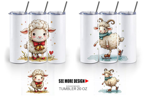 Tumbler Christmas Patchwork Sheep Sublimation artnoy 