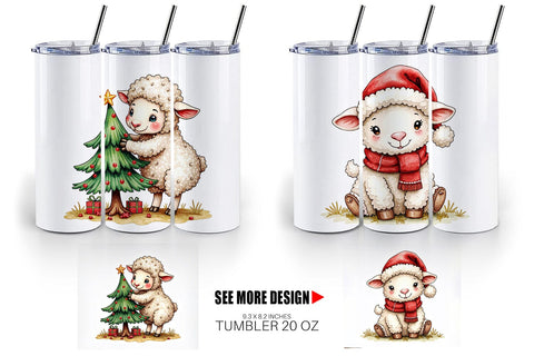 Tumbler Christmas Patchwork Sheep Sublimation artnoy 
