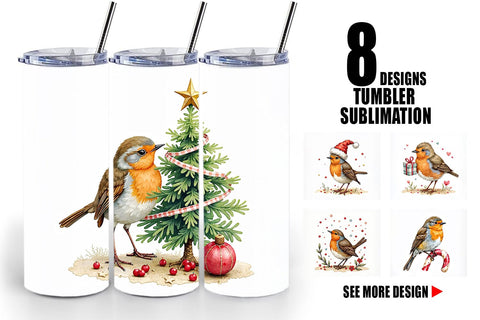 Tumbler Christmas Robin Wonders Sublimation artnoy 