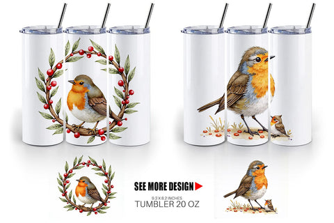 Tumbler Christmas Robin Wonders Sublimation artnoy 